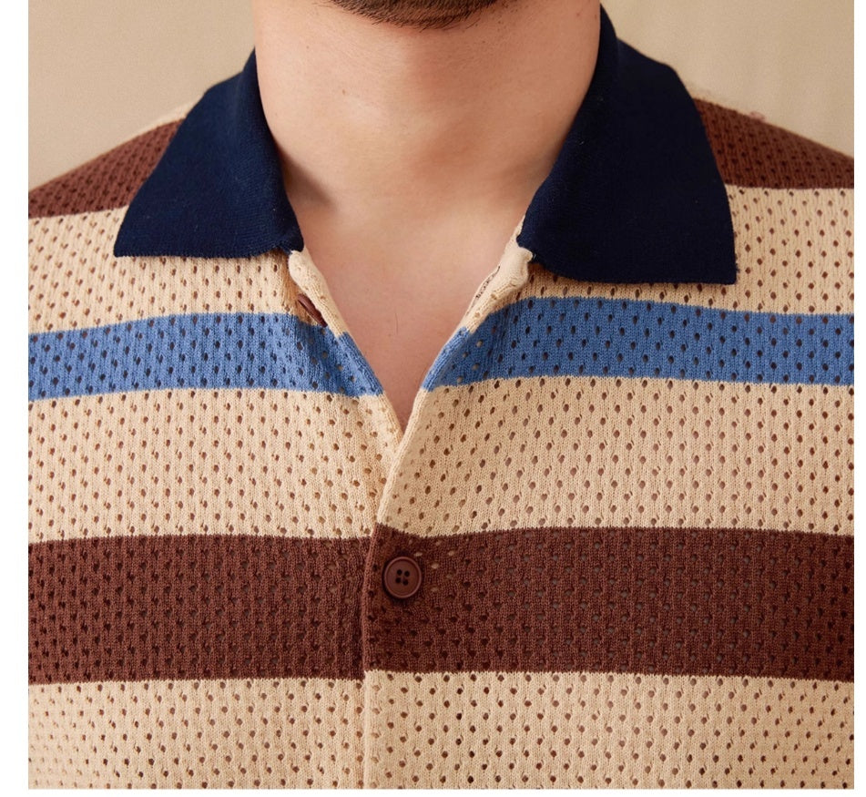 Retro Stripe Lapel Tee.