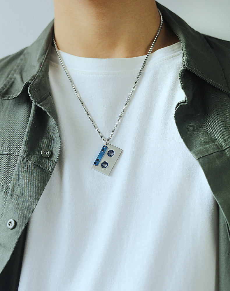 Mixtape Memories Pendant | Retro Audio Cassette Necklace in Titanium Steel