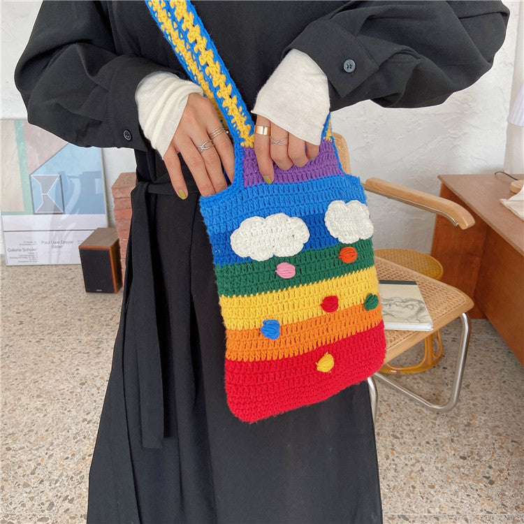 Dreamy Threads Rainbow Knit Tote