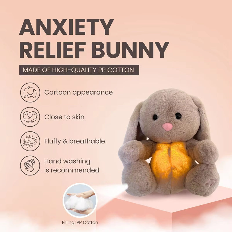 Snuggle Breath Bunny Plush | Sensory Soother with Calming Music Night Light & Gentle Breathing