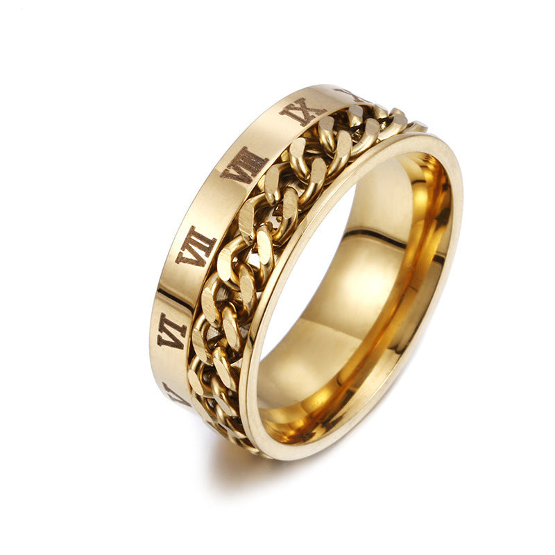 Spin Link Chain Ring | Rotatable Titanium Steel