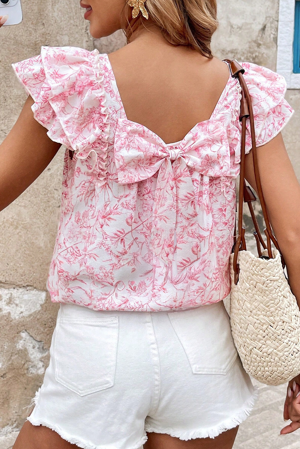 Blueberry Bloom Blouse — Ruffle & Bow Back.