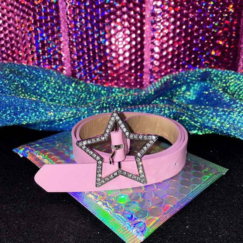 Spicy Girl Star Buckle Belt | Y2K PU Leather Waist Belt