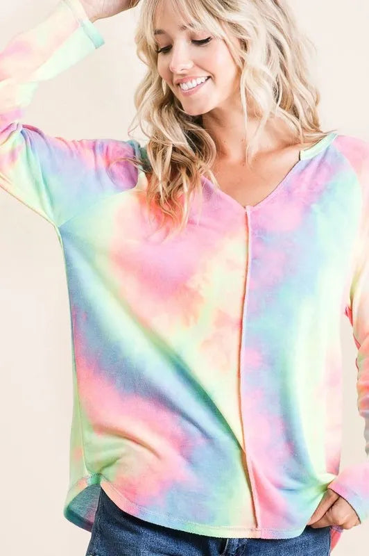 BiBi Long Sleeve Tie Dye Shirt