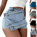 Wrap Me Up Denim Skort | Y2K Overlap Waist