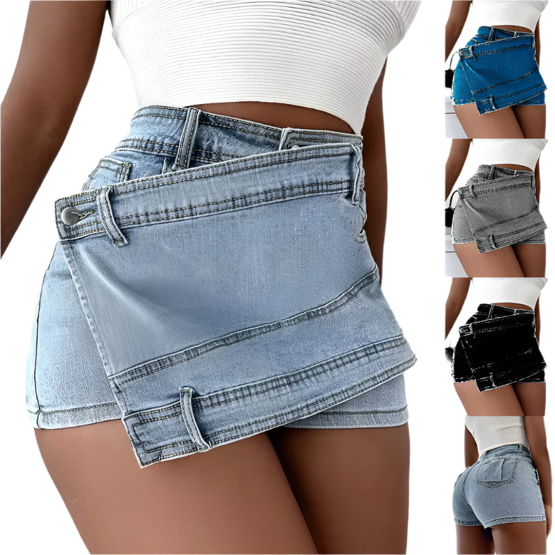 Wrap Me Up Denim Skort | Y2K Overlap Waist