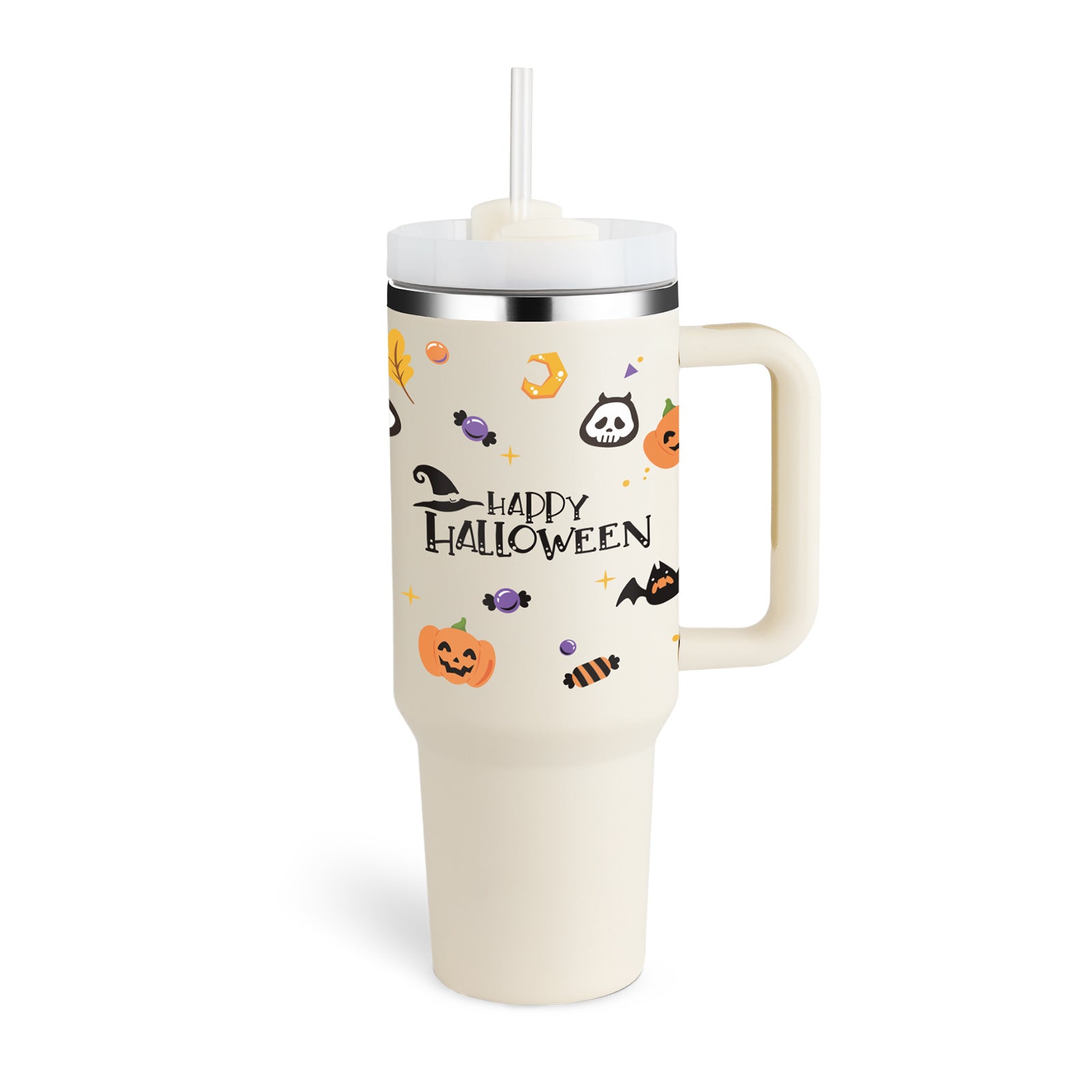 Heart Sip 40oz Insulated Tumbler | Spill-Proof Stainless Steel Travel Cup with Straw & Handle
