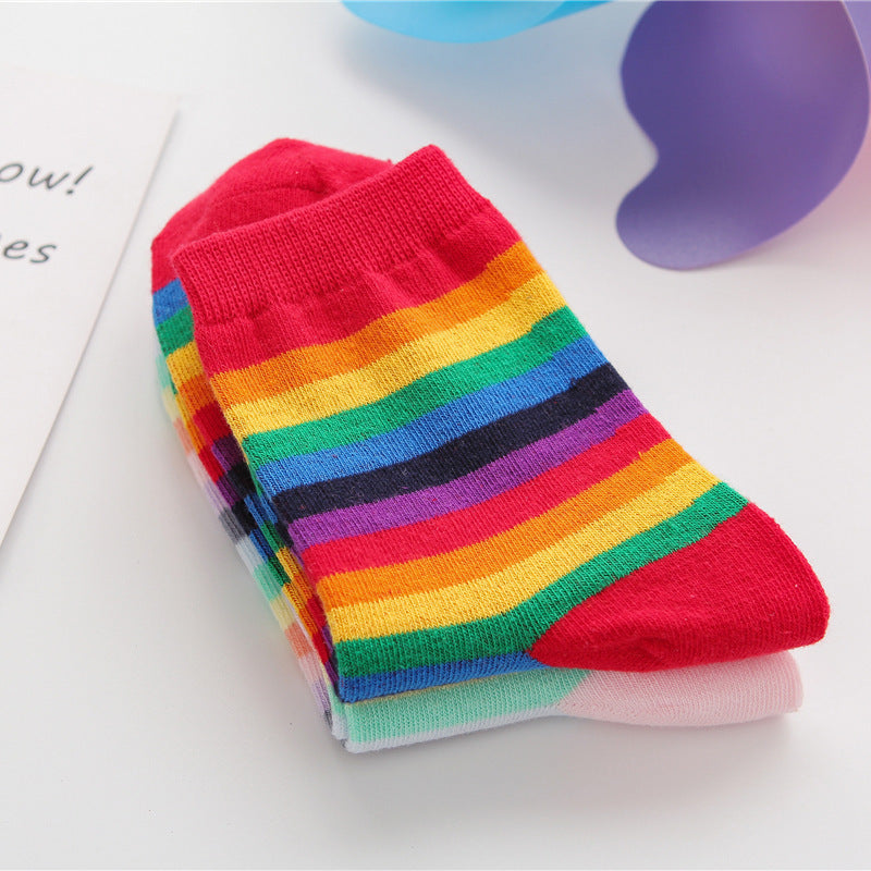 Retro Rainbow Striped Socks