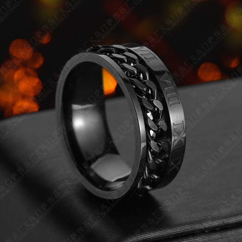 Spin Link Chain Ring | Rotatable Titanium Steel