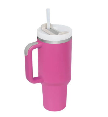 Heart Sip 40oz Insulated Tumbler | Spill-Proof Stainless Steel Travel Cup with Straw & Handle