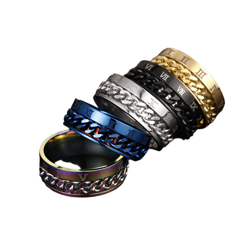 Spin Link Chain Ring | Rotatable Titanium Steel
