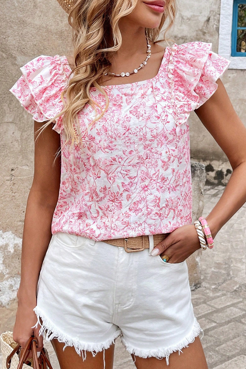 Blueberry Bloom Blouse — Ruffle & Bow Back.