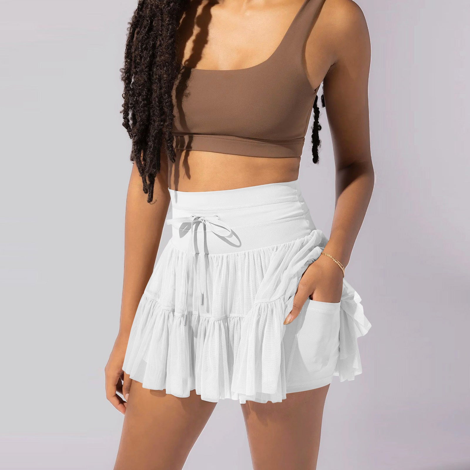 Lace-Up Lucky Mini Skirt | High Waist Pleated Sport Skirt