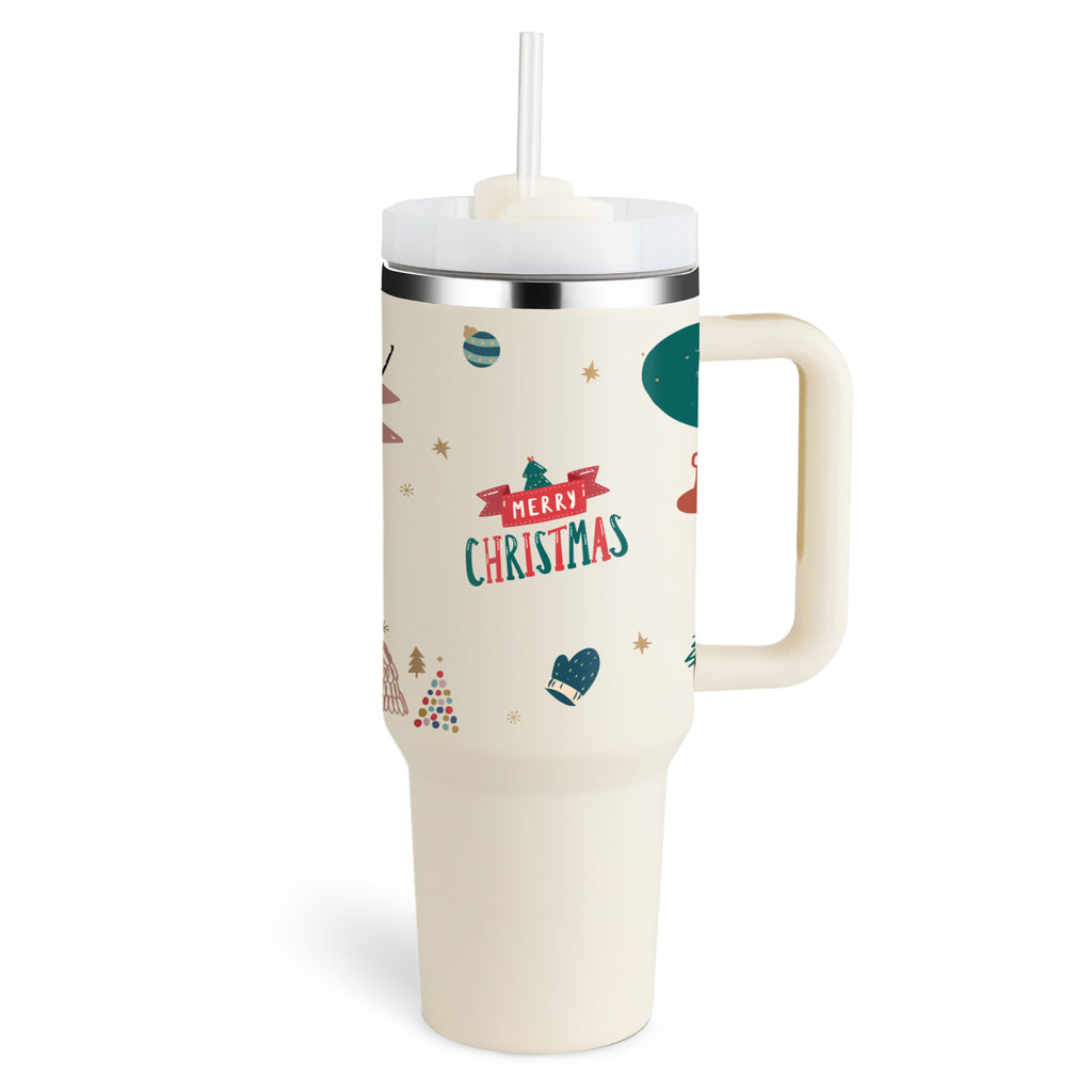 Heart Sip 40oz Insulated Tumbler | Spill-Proof Stainless Steel Travel Cup with Straw & Handle