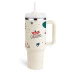 Heart Sip 40oz Insulated Tumbler | Spill-Proof Stainless Steel Travel Cup with Straw & Handle