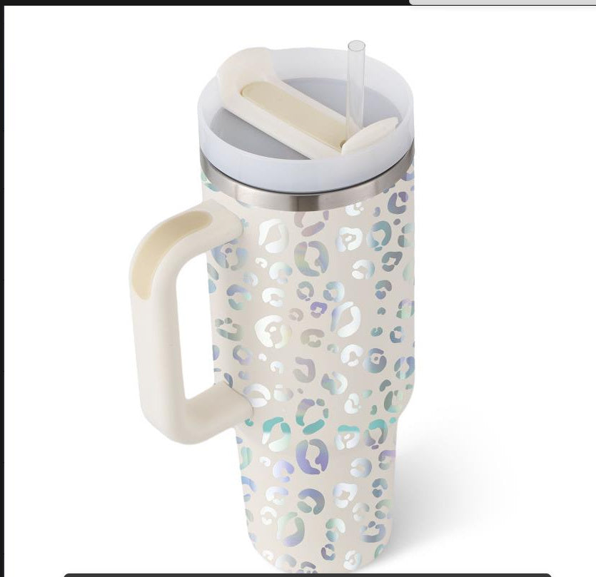 Heart Sip 40oz Insulated Tumbler | Spill-Proof Stainless Steel Travel Cup with Straw & Handle