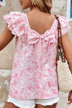 Blueberry Bloom Blouse — Ruffle & Bow Back.