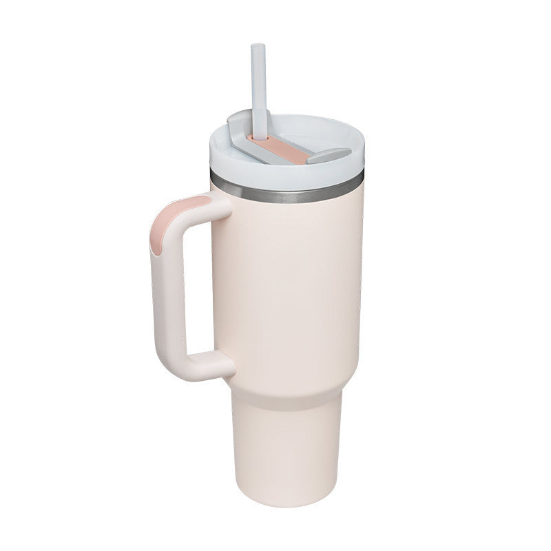 Heart Sip 40oz Insulated Tumbler | Spill-Proof Stainless Steel Travel Cup with Straw & Handle