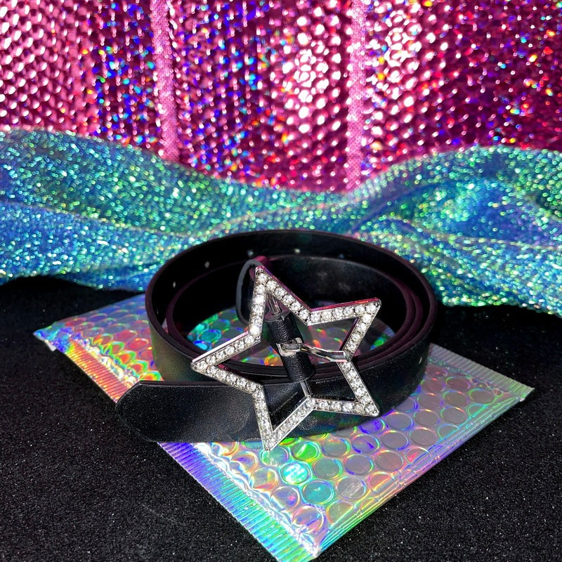 Spicy Girl Star Buckle Belt | Y2K PU Leather Waist Belt