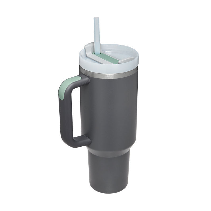 Heart Sip 40oz Insulated Tumbler | Spill-Proof Stainless Steel Travel Cup with Straw & Handle