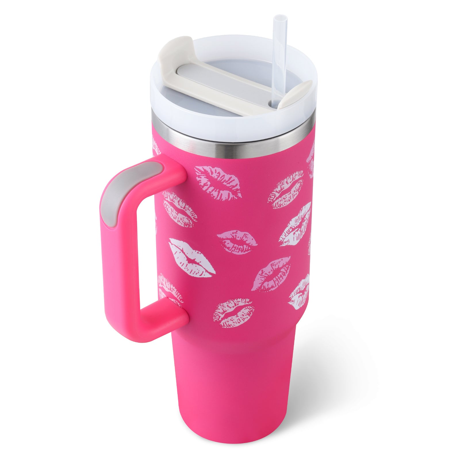 Heart Sip 40oz Insulated Tumbler | Spill-Proof Stainless Steel Travel Cup with Straw & Handle