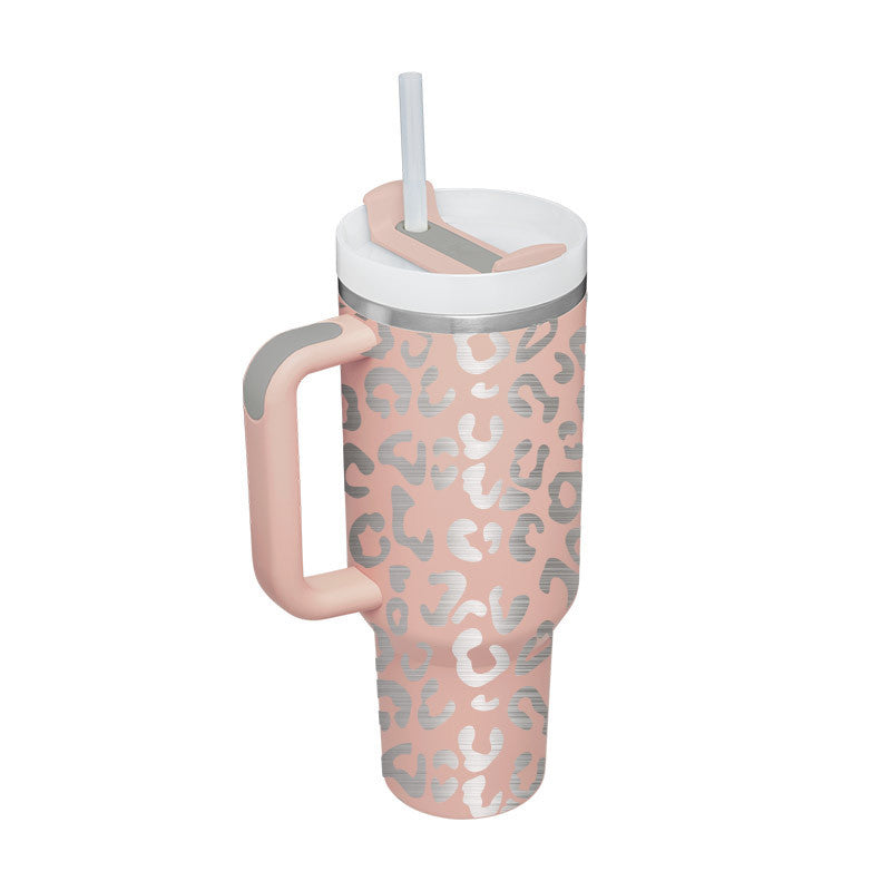 Heart Sip 40oz Insulated Tumbler | Spill-Proof Stainless Steel Travel Cup with Straw & Handle