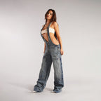 Retro Zip Denim Overalls | Y2K Suspender Streetwear