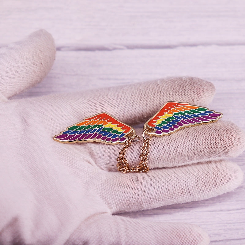 Celestial Rainbow Wings Enamel Pin