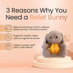 Snuggle Breath Bunny Plush | Sensory Soother with Calming Music Night Light & Gentle Breathing
