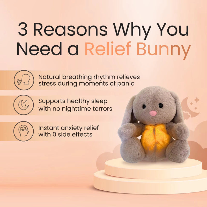 Snuggle Breath Bunny Plush | Sensory Soother with Calming Music Night Light & Gentle Breathing
