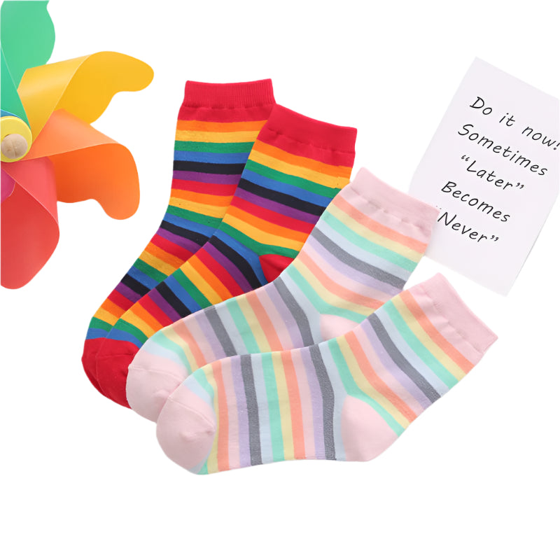 Retro Rainbow Striped Socks