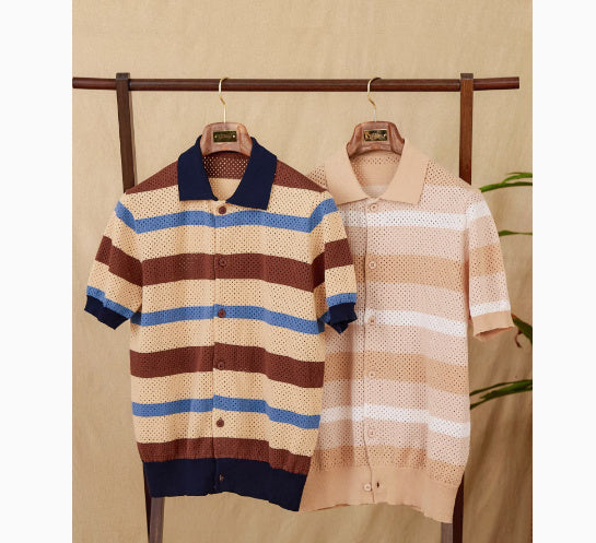 Retro Stripe Lapel Tee.