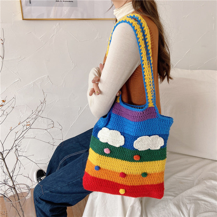 Dreamy Threads Rainbow Knit Tote
