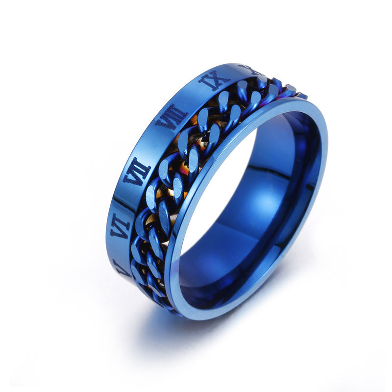 Spin Link Chain Ring | Rotatable Titanium Steel