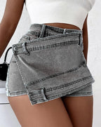 Wrap Me Up Denim Skort | Y2K Overlap Waist