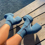 Sky Stomp Chunky Platform Boots | High Heel Side-Zip