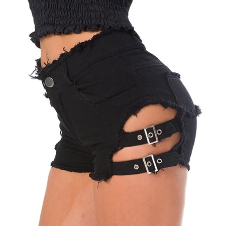 High Waist Ripped Punk Shorts – Distressed Booty
