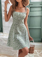 Sun Kissed Petals Midi Dress | Floral Spaghetti Strap Summer Sundress