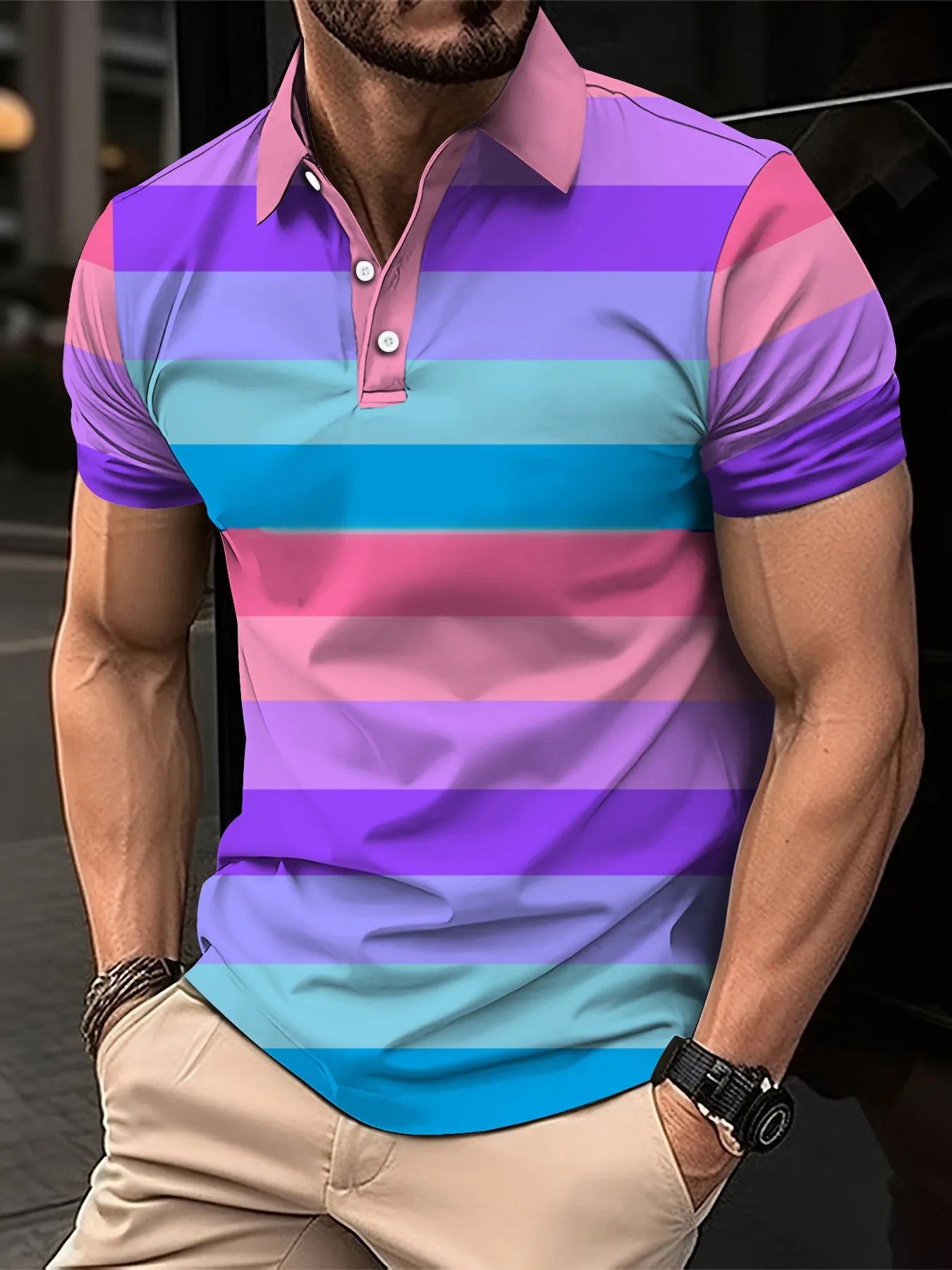 Prism Pop Button-Up | Rainbow Casual Top