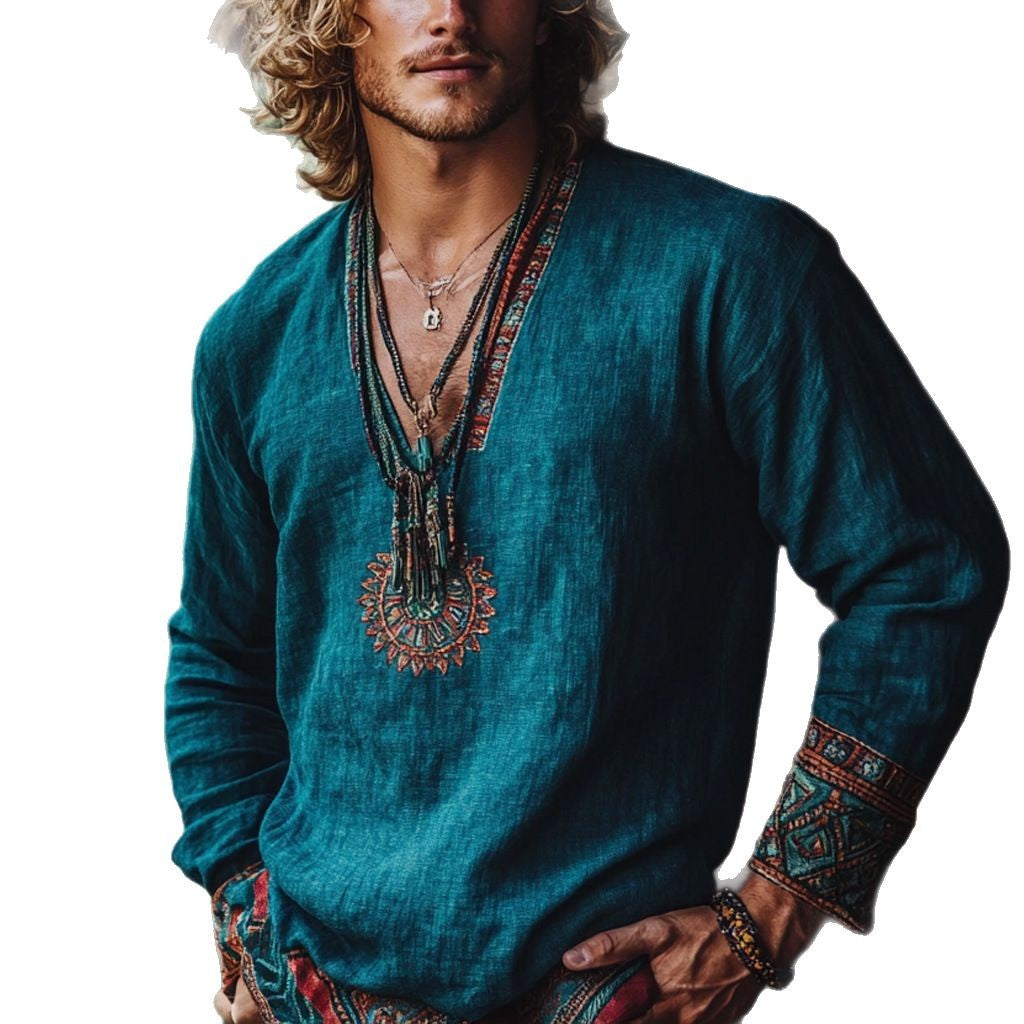 Wander Thread Boho Pullover | Men’s Vintage Long Sleeve Top