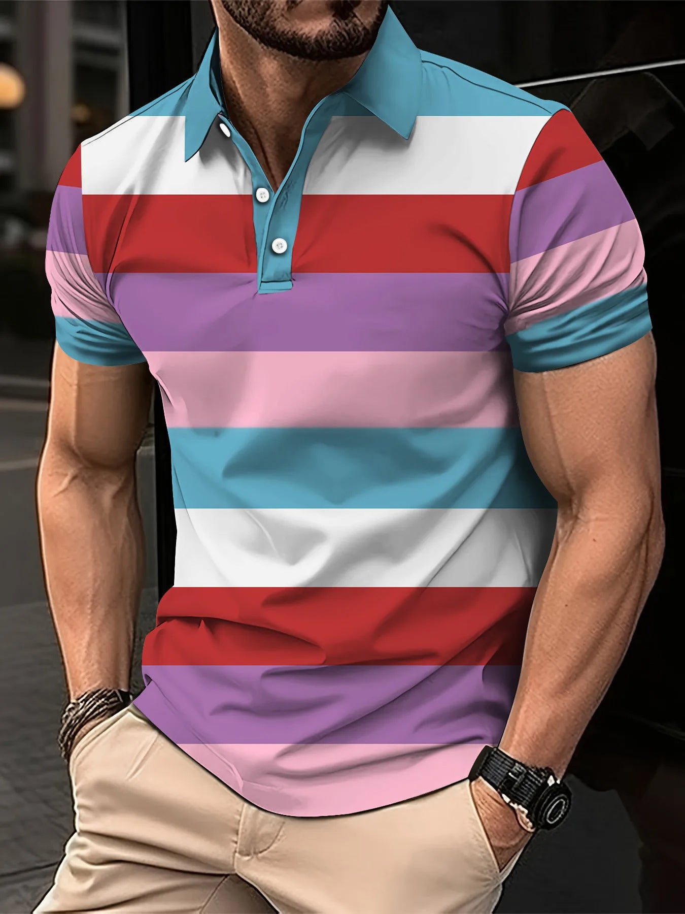 Prism Pop Button-Up | Rainbow Casual Top