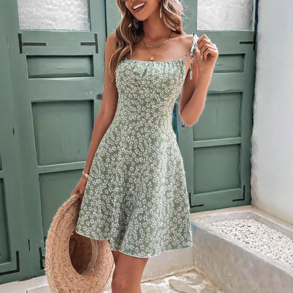Sun Kissed Petals Midi Dress | Floral Spaghetti Strap Summer Sundress