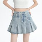 Cloudwalk Pleated Denim Skirt.