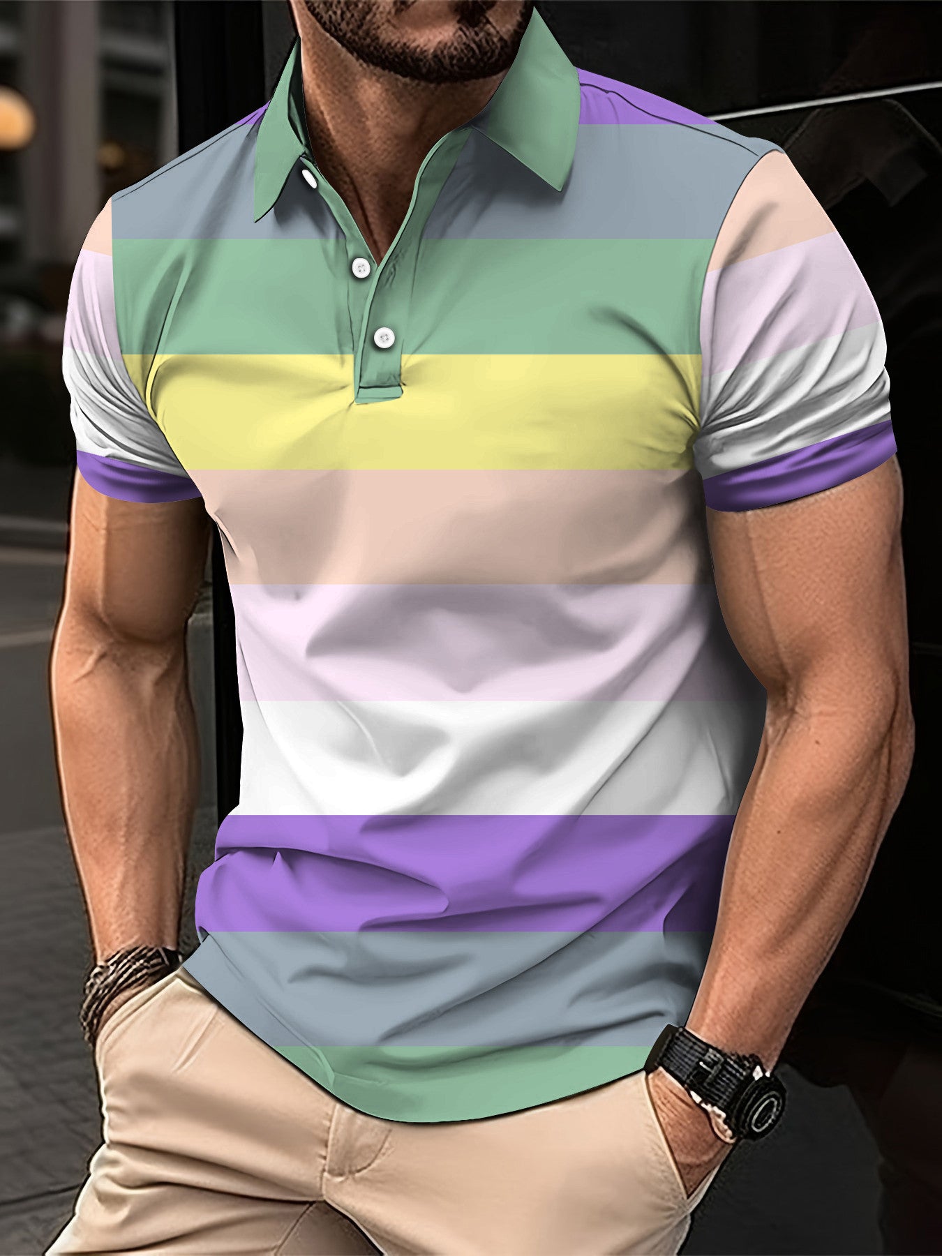 Prism Pop Button-Up | Rainbow Casual Top