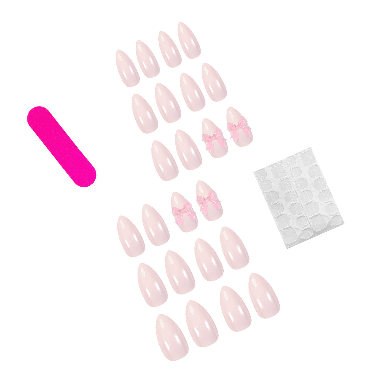 French Sweet Pink Bows Nails