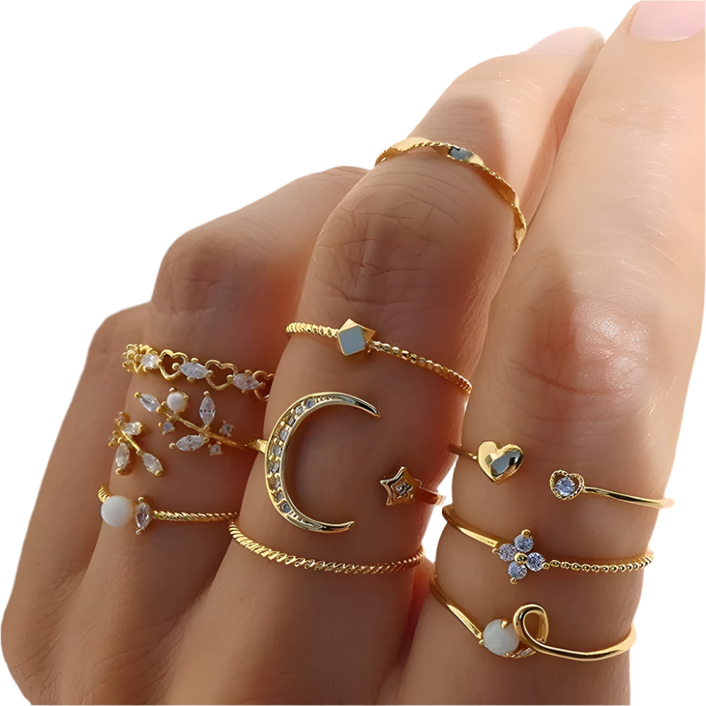 Starlit Dreams Boho Ring Set – 10pcs