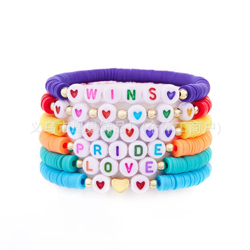 Love Wins Rainbow Beaded Pride Bracelet.