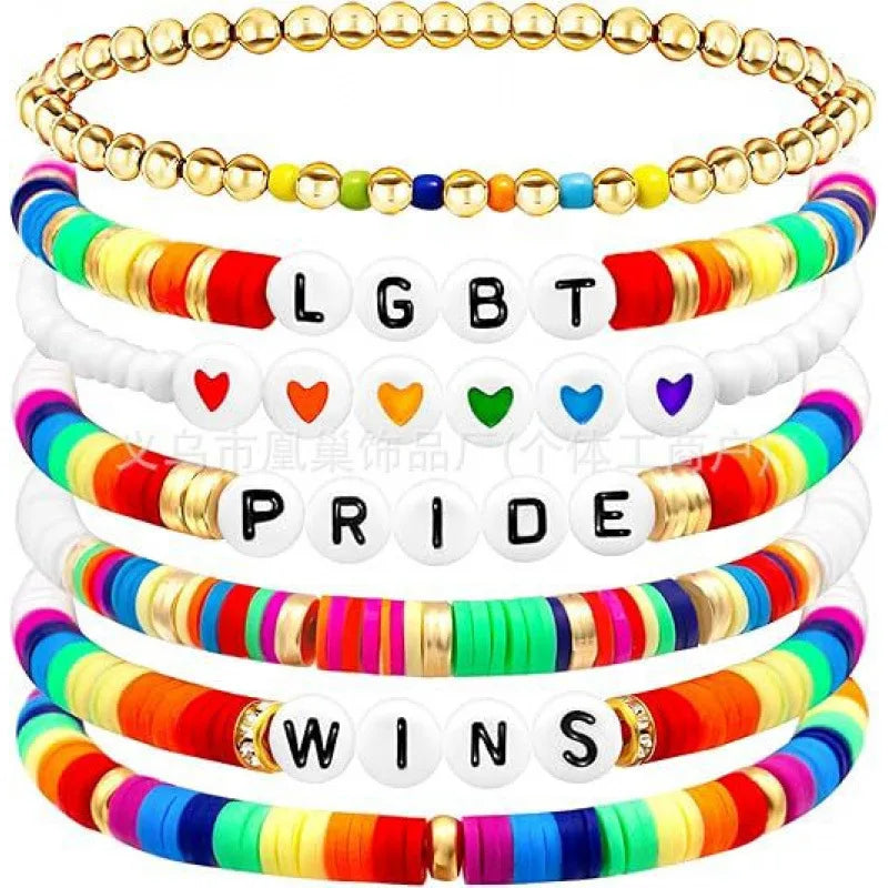 Love Wins Rainbow Beaded Pride Bracelet.