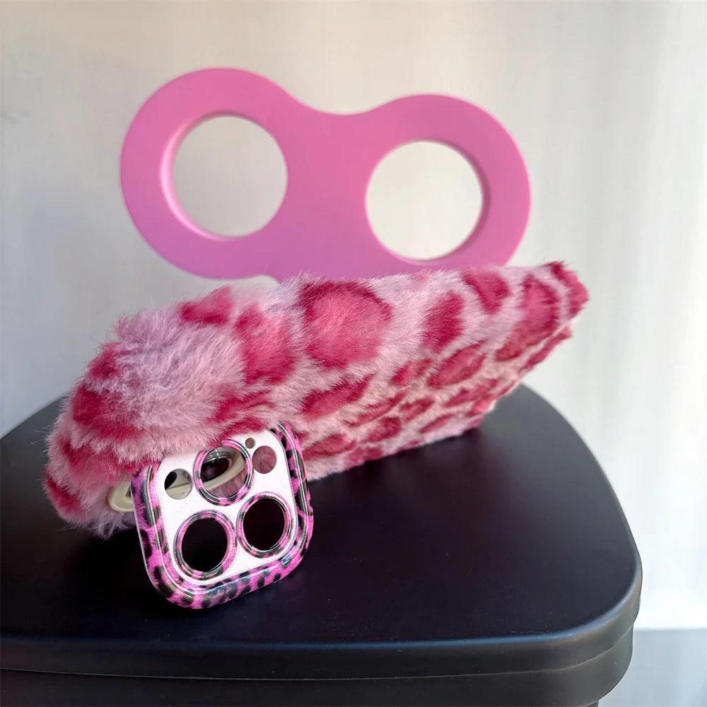 Fashion Leopard Fluffy Fur iPhone Case