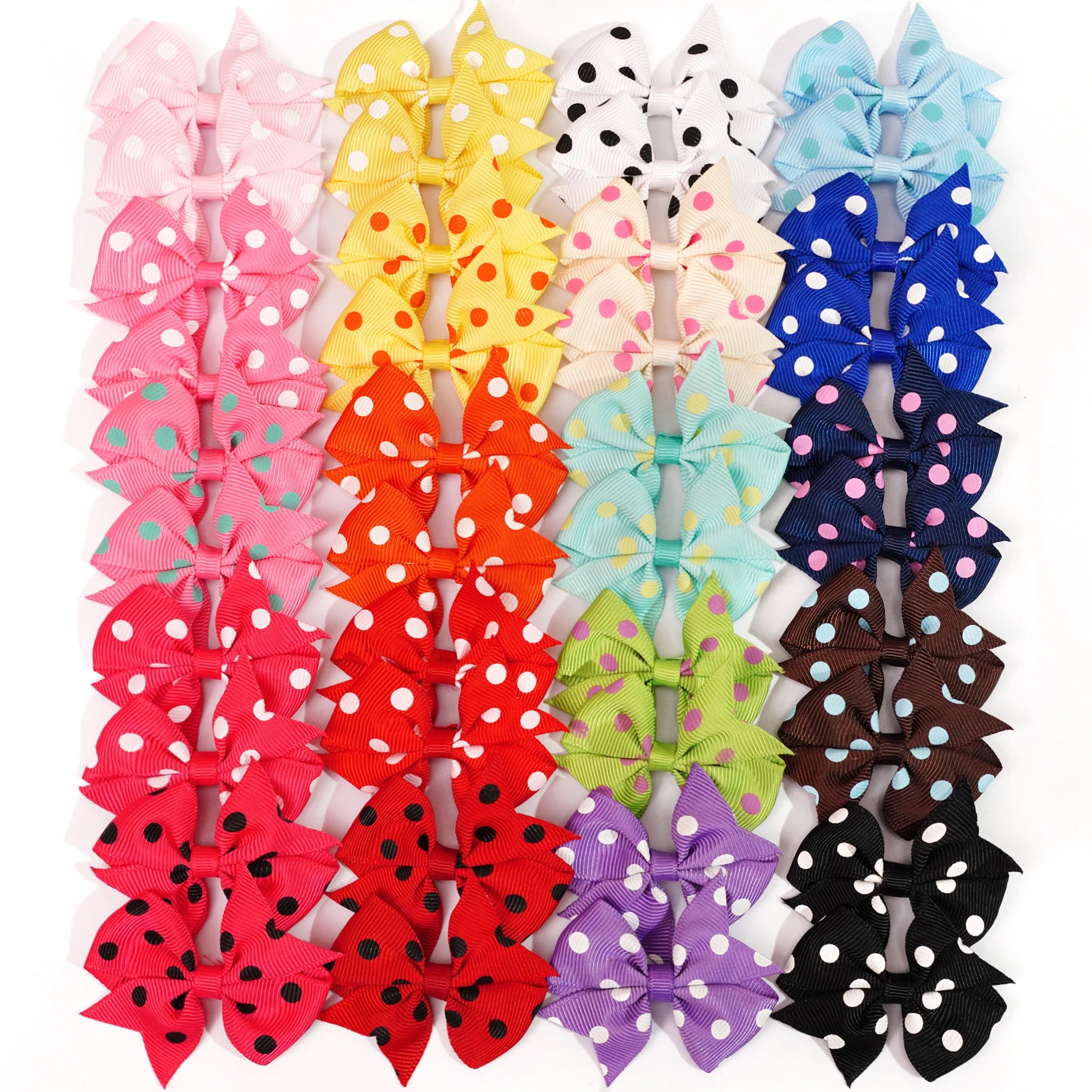 Polka Dot Cutie Mini Bow Clip Set (40pcs).